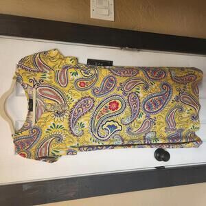 MSK Women's Paisley Pattern Dress with Gold Accents - Size Large NWT